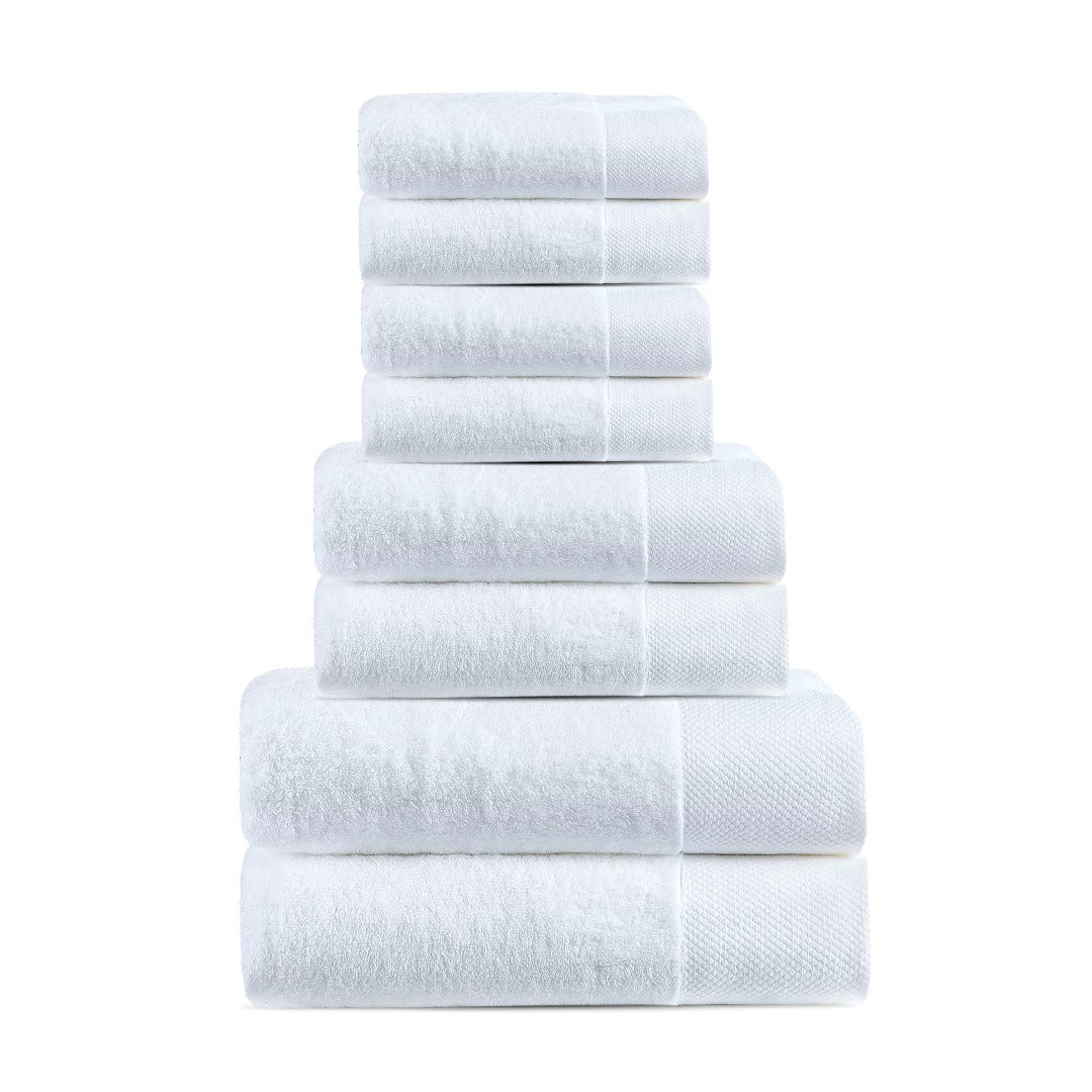 Resort Collection Soft Bath Towel Set | Luxury Hotel Plush & Absorbent  Cotton | 2 Bath Towels, 2 Hand Towels and 4 Washcloths [8 Piece, White]