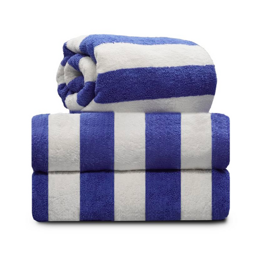 American Comfort Collection Blue / White 35" x 70" Cabana Pool Towels (4 Piece) - American Comfort Luxury Linens