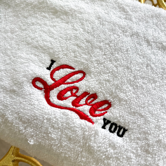 Express Your Love with American Comfort 'I Love You' Embroidered Hand Towels - Soft & Luxurious Towels for Home