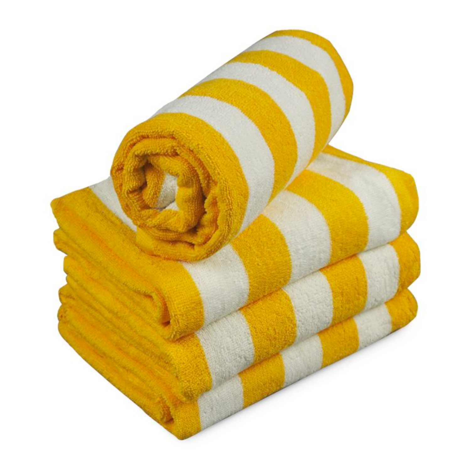 American Comfort Collection Yellow / White 35" x 70" Cabana Pool Towels (4 Piece) - American Comfort Luxury Linens