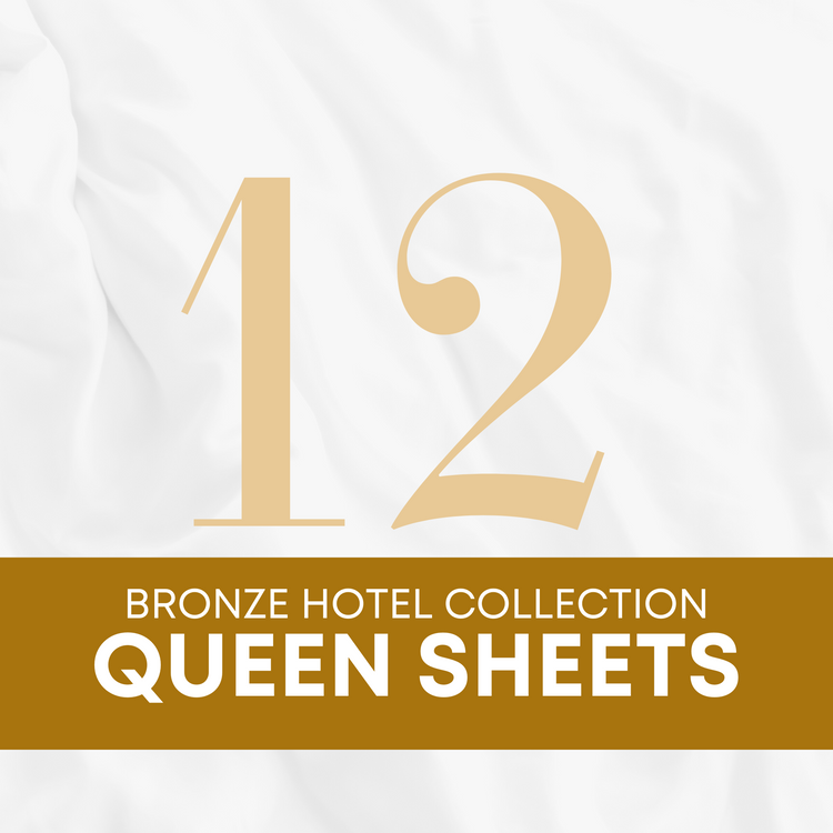 American Comfort Bronze Hotel Collection 180 TC Classic White Queen Flat and Fitted Bed Sheets (Set of 12) - American Comfort Luxury Linens