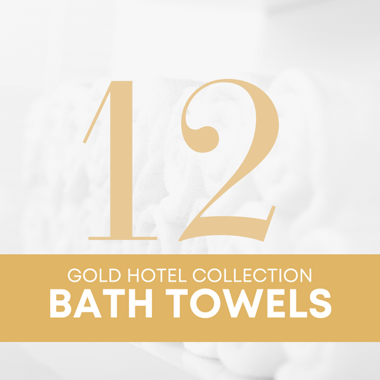 American Comfort Gold Hotel Collection 27" x 54" 16lb per dozen Classic White Bath Towels (Set of 12) - American Comfort Luxury Linens