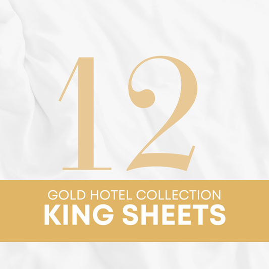 American Comfort Gold Hotel Collection 250 TC Classic White King Flat and Fitted Bed Sheets (Set of 12) - American Comfort Luxury Linens