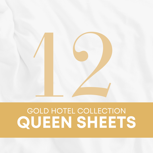 American Comfort Gold Hotel Collection 250 TC Classic White Queen Flat and Fitted Bed Sheets (Set of 12) - American Comfort Luxury Linens