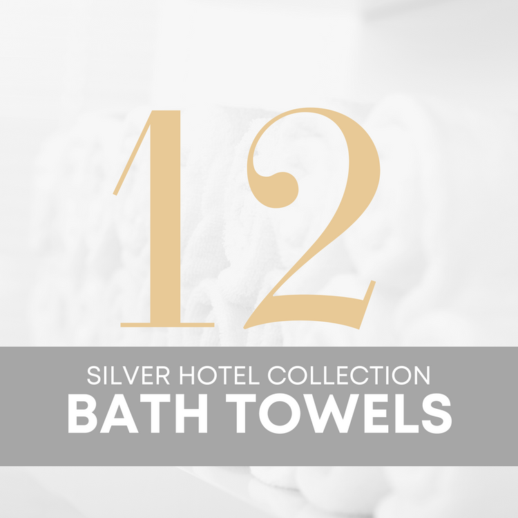 American Comfort Silver Hotel Collection 27" x 50" 14lb per dozen Classic White Bath Towels (Set of 12) - American Comfort Luxury Linens