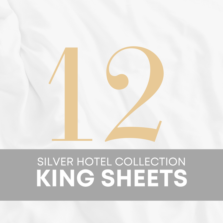 American Comfort Silver Hotel Collection 200 TC Classic White King Flat and Fitted Bed Sheets (Set of 12) - American Comfort Luxury Linens