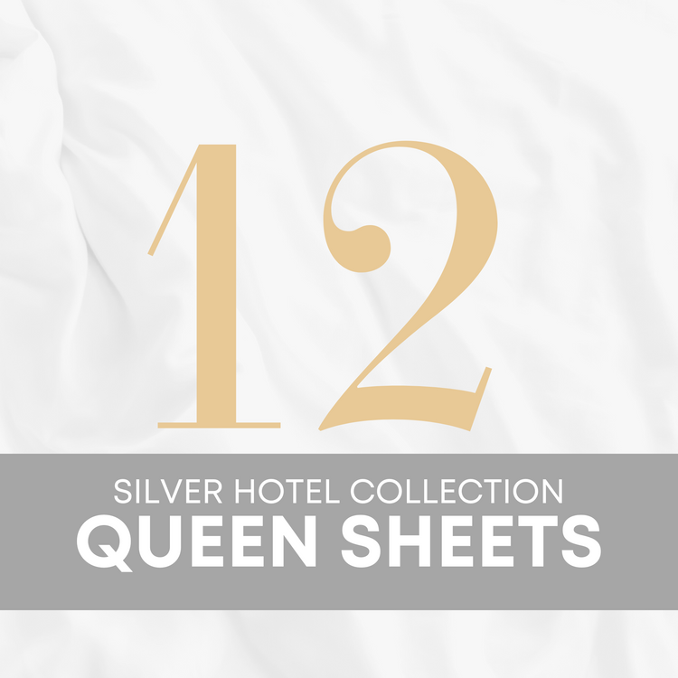 American Comfort Silver Hotel Collection 200 TC Classic White Queen Flat and Fitted Bed Sheets (Set of 12) - American Comfort Luxury Linens