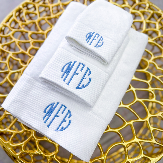 Luxury Monogrammed Bath Towel Set - American Comfort Luxury Linens