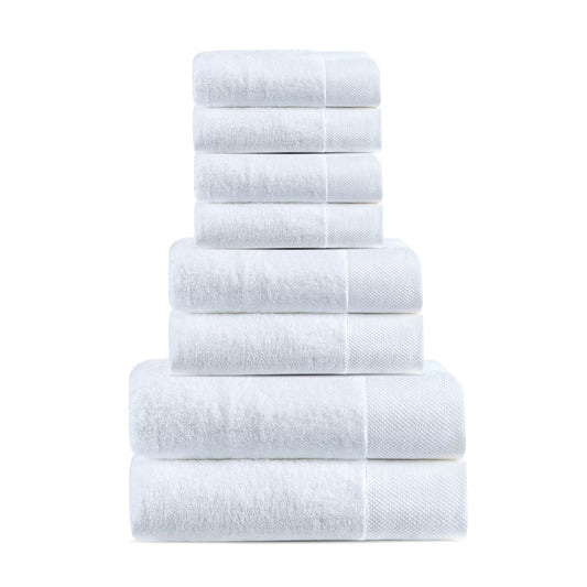 American Comfort Luxury White Bath Towel Set (8 Piece) - American Comfort
